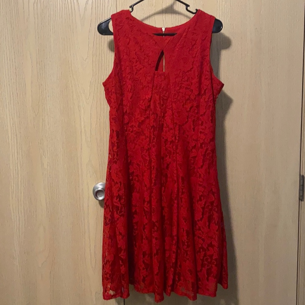 New Floral Lace Red Dress